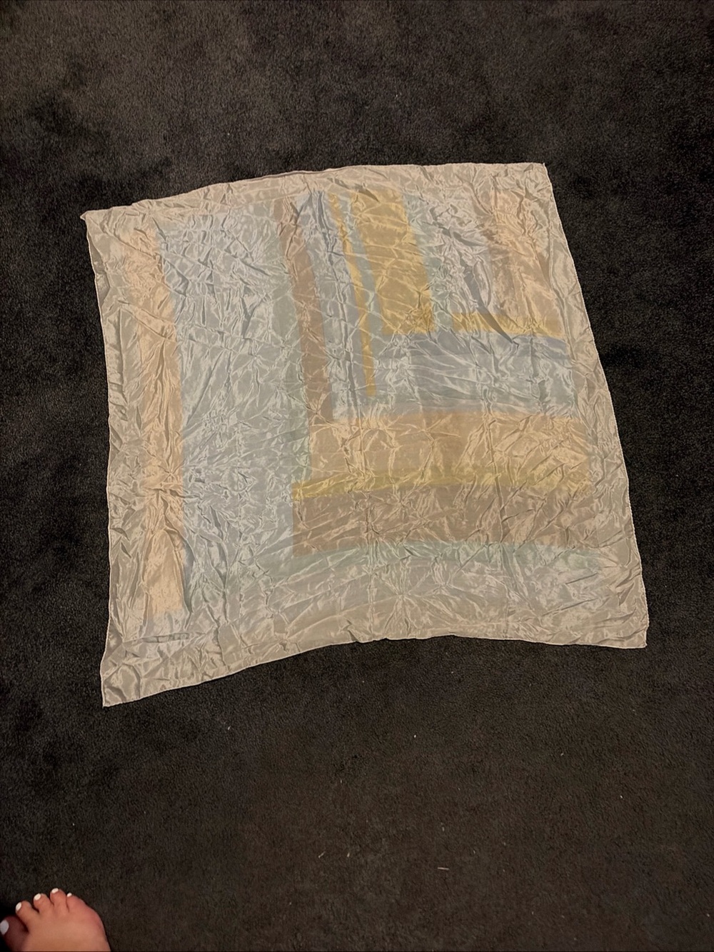 Vintage Scarf White/Peach Sheer Square 31”